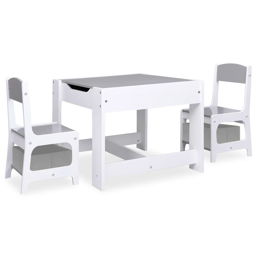 Tavolo per bambini con 2 sedie MDF bianco