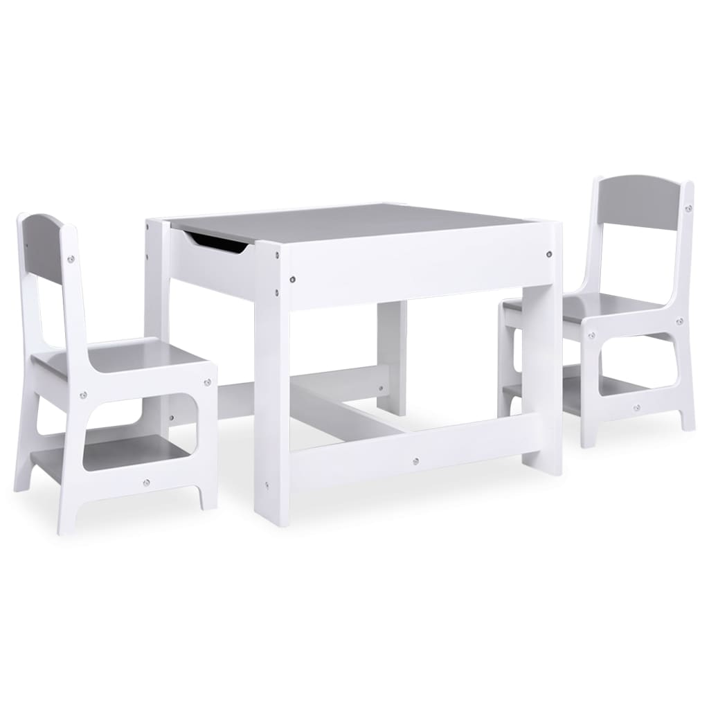 Tavolo per bambini con 2 sedie MDF bianco