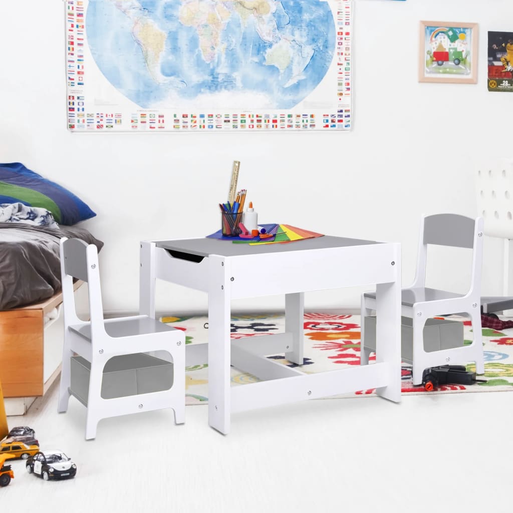 Kindertisch mit 2 MDF -weißen Stühlen