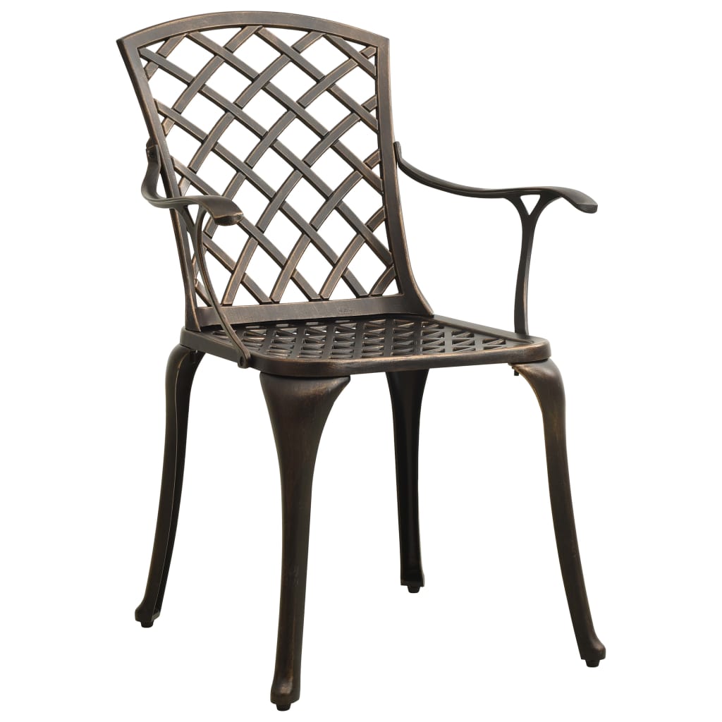 Bistro set 3 pcs aluminum flowed bronze