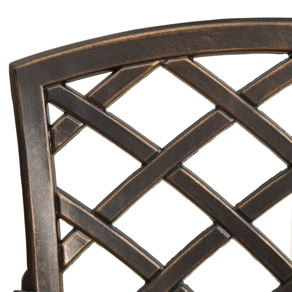 Bistro set 3 pcs aluminum flowed bronze