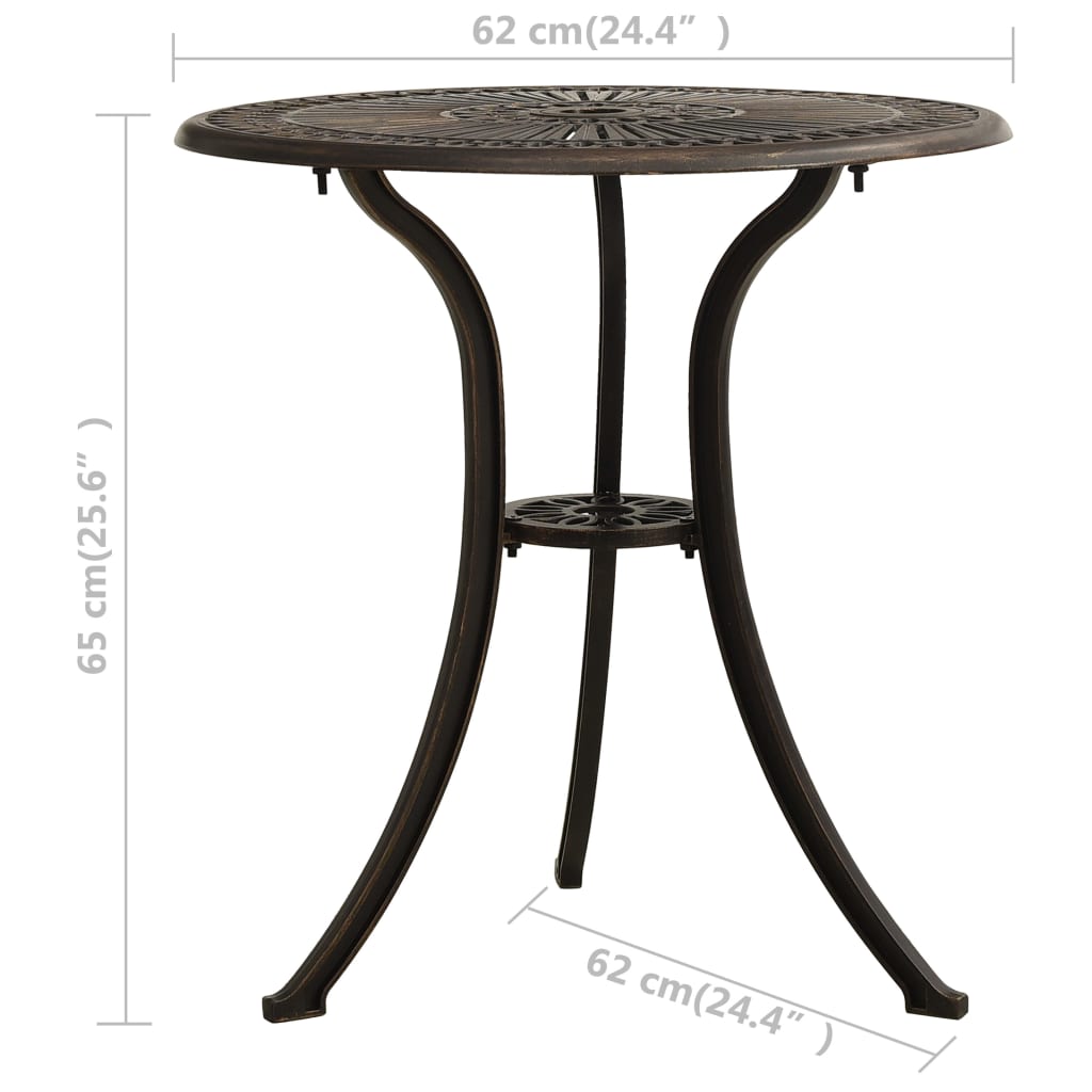 Ensemble de bistro 3 pcs Aluminium coulé Bronze