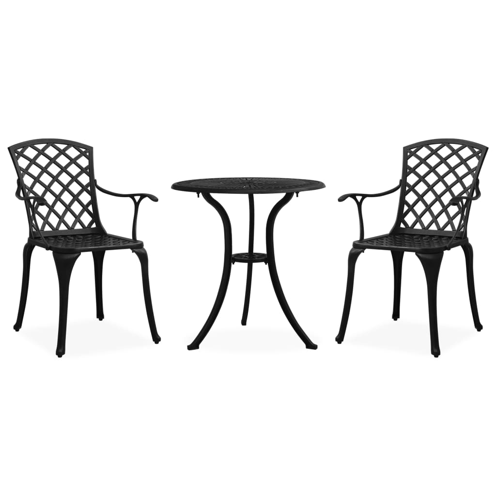 Bistro set 3 pezzi in alluminio casting nero