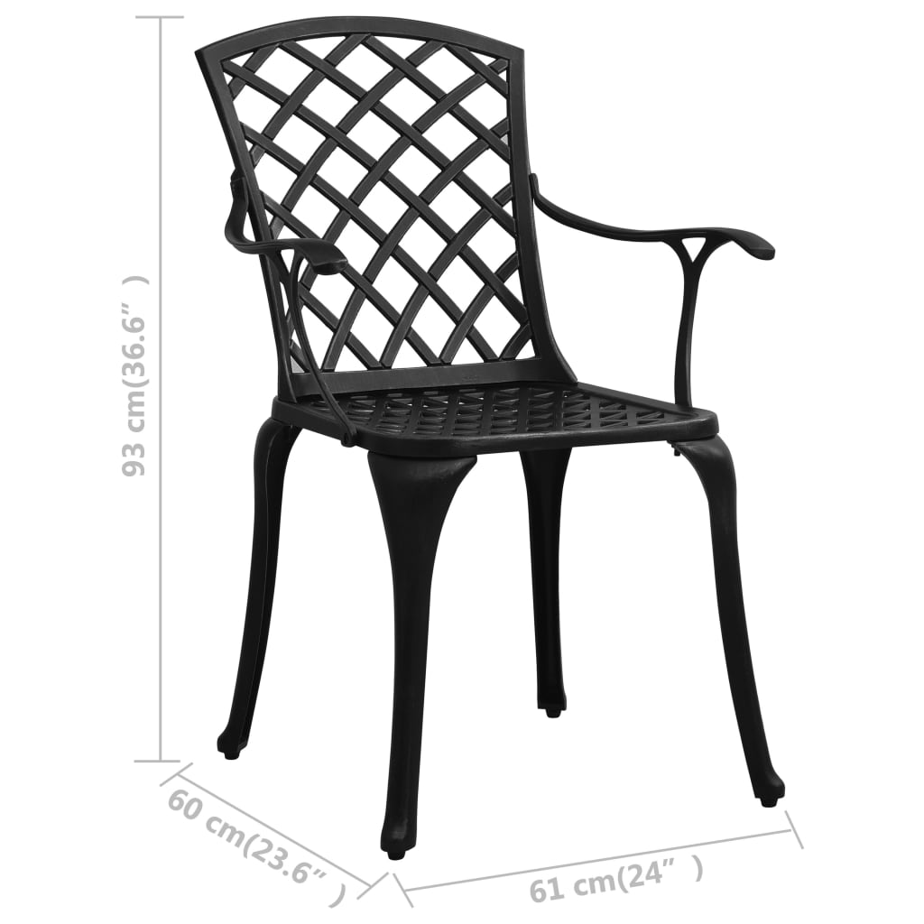 Bistro Set 3 PCs Aluminiumguss schwarz