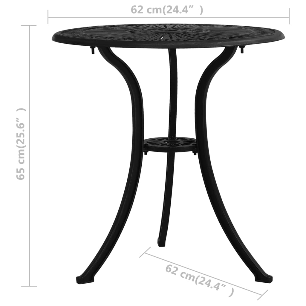 Ensemble de bistro 3 pcs Aluminium coulé Noir