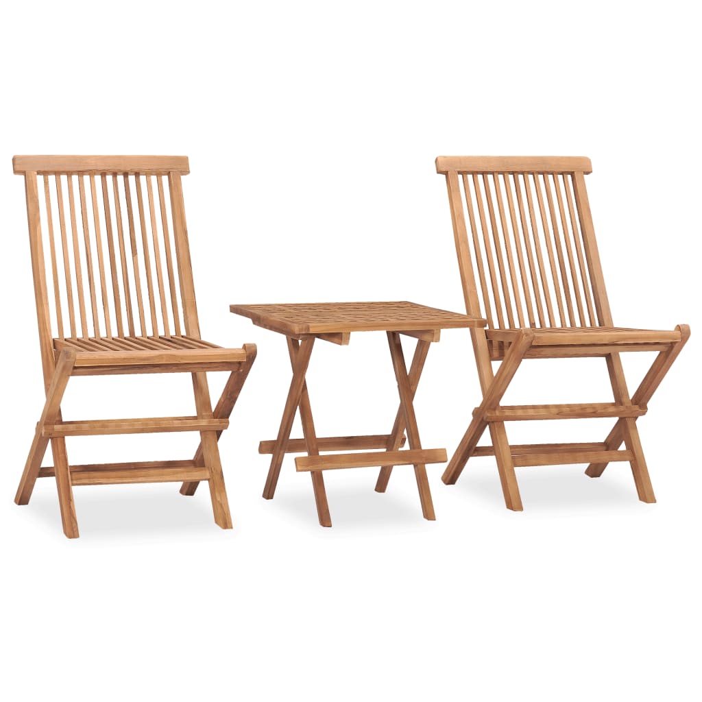 Mobilier à dîner d'extérieur pliable 3 pcs Bois solide de teck