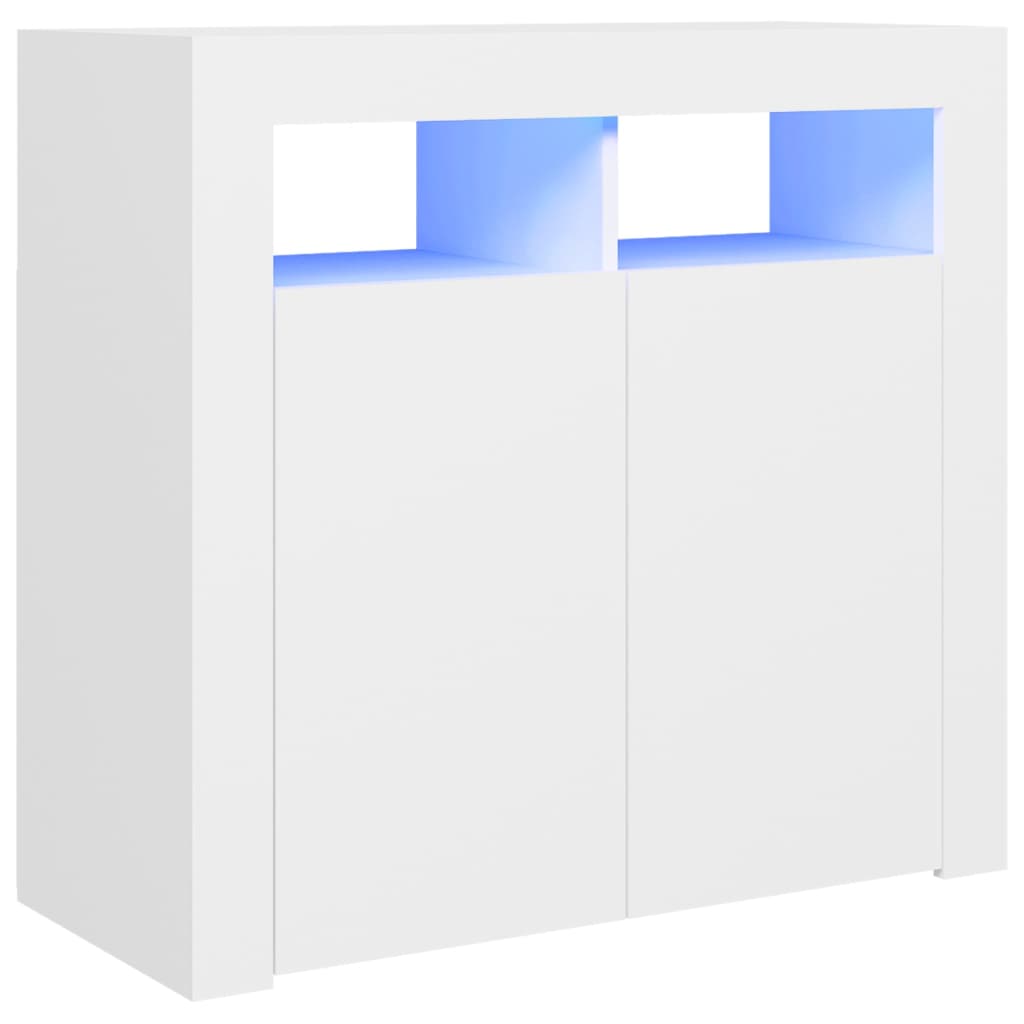 Credenza con luci LED Bianca 80x35x75 cm