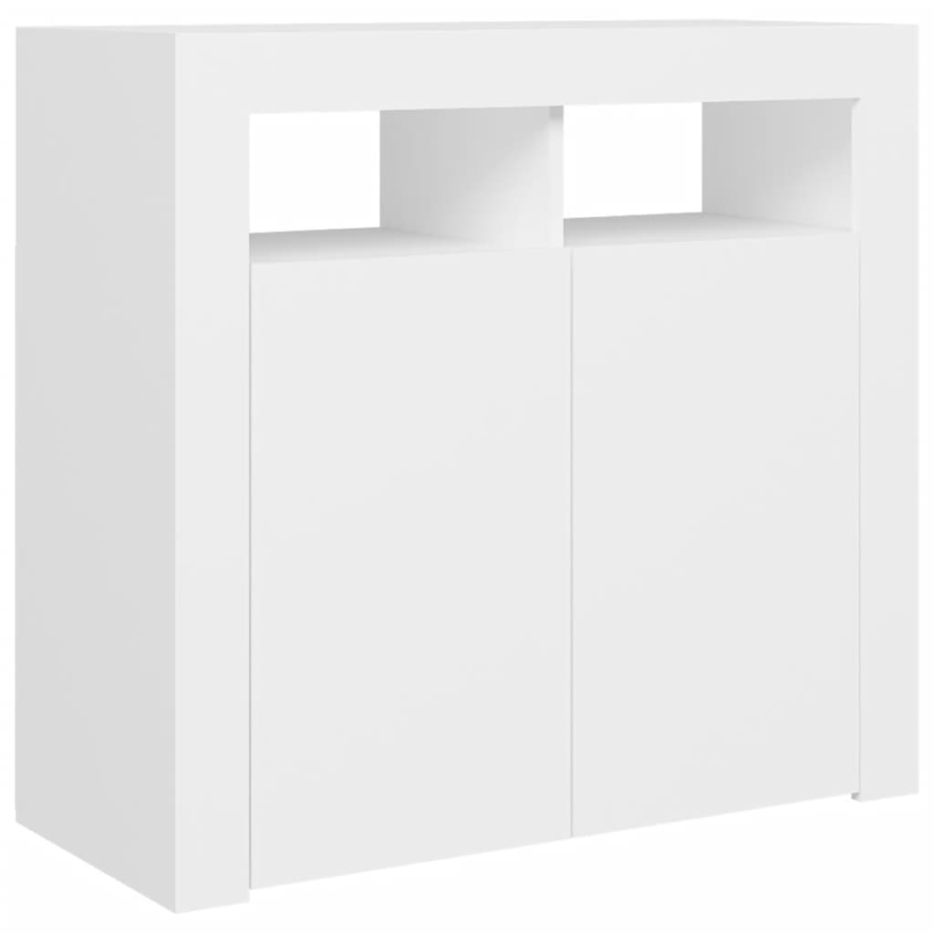 Credenza con luci LED Bianca 80x35x75 cm