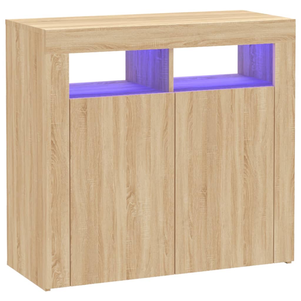 Buffet with LED Sonoma Oak Lights 80x35x75 cm