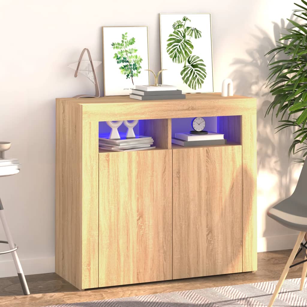 Buffet mit LED Sonoma Oak Lights 80x35x75 cm