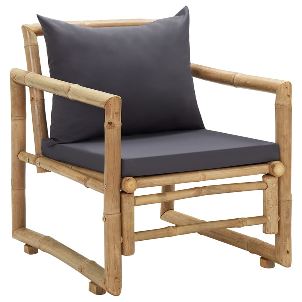 Chaises de jardin avec coussins 2 pcs Bambou