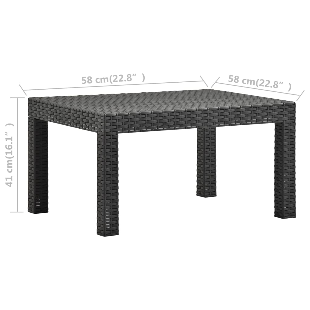 2 pcs garden furniture with anthracite pp rattan cushion