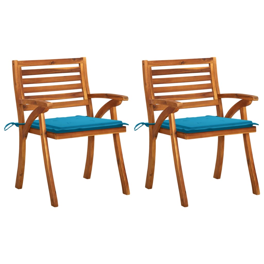 Garden dinner chairs with cushions 2 pcs solid acacia