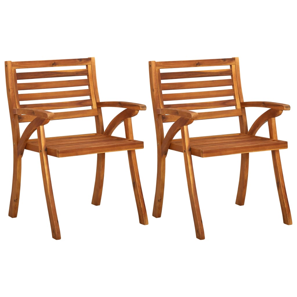Garden dinner chairs with cushions 2 pcs solid acacia