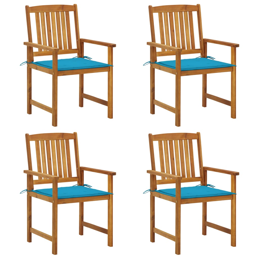 Garden chairs with cushions 4 pcs solid acacia wood