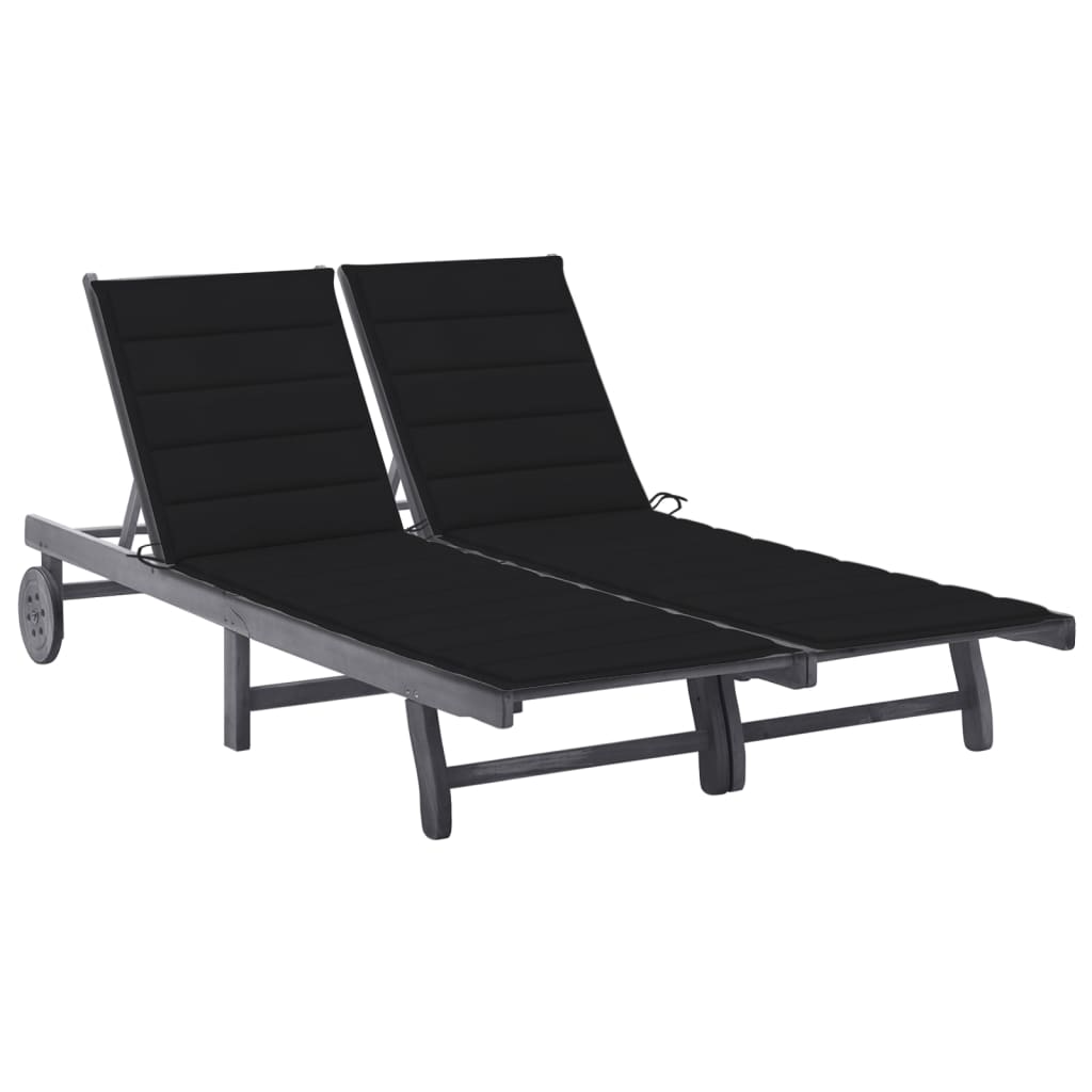 2 -seater garden lounge chair with acacia gray cushion