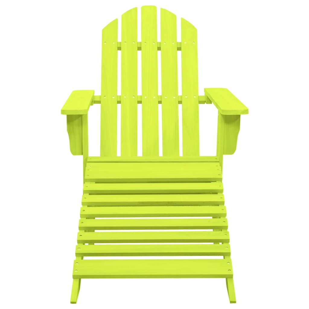 Chaise de jardin Adirondack avec pouf Bois de sapin solide Vert
