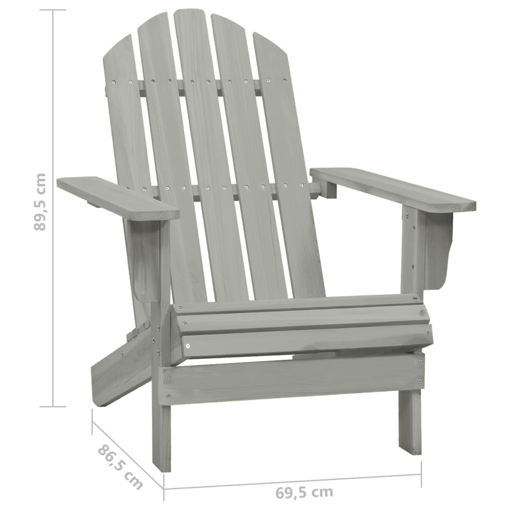 Chaise de jardin Adirondack avec table Bois de sapin Gris