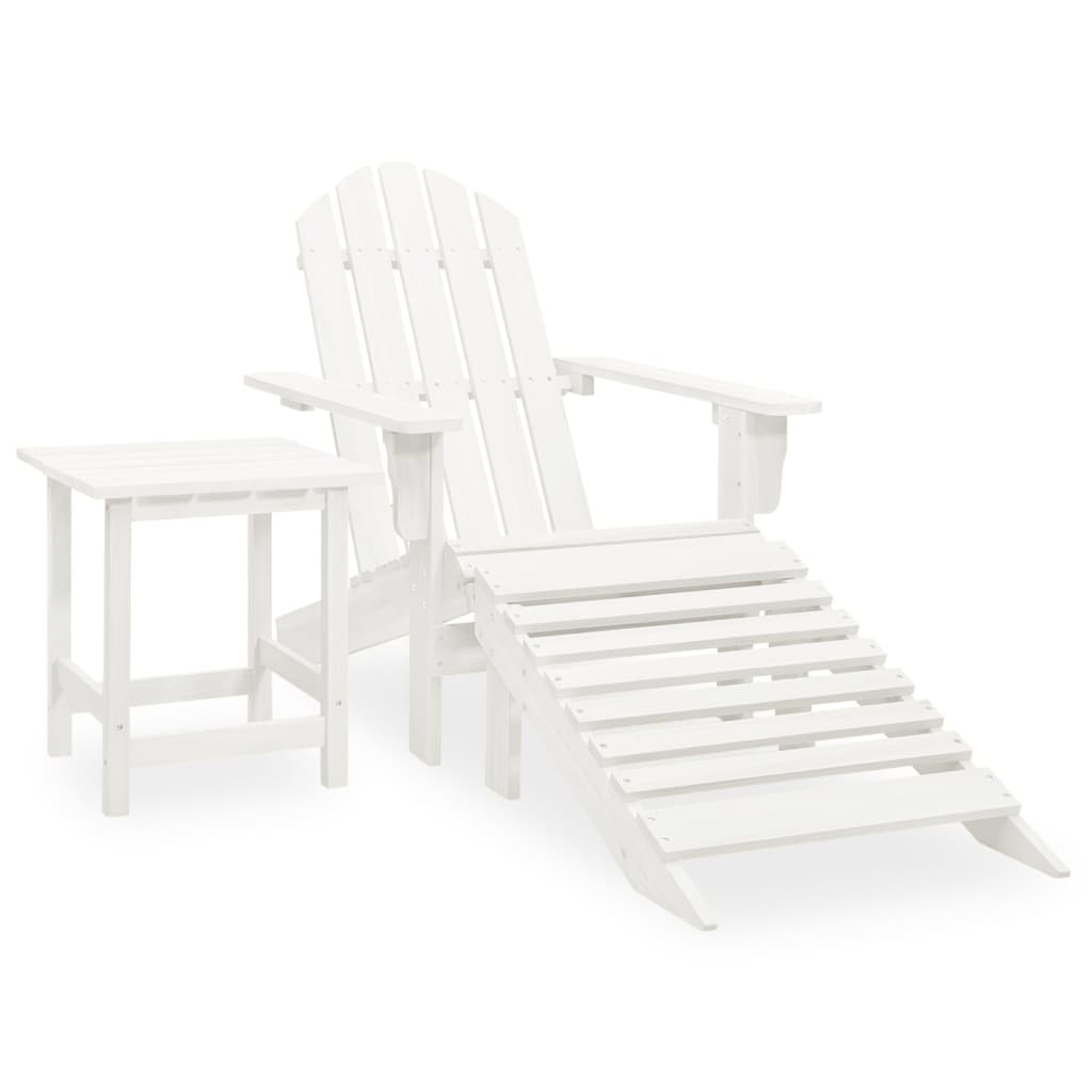 Chaise de jardin Adirondack avec pouf et table Sapin Blanc