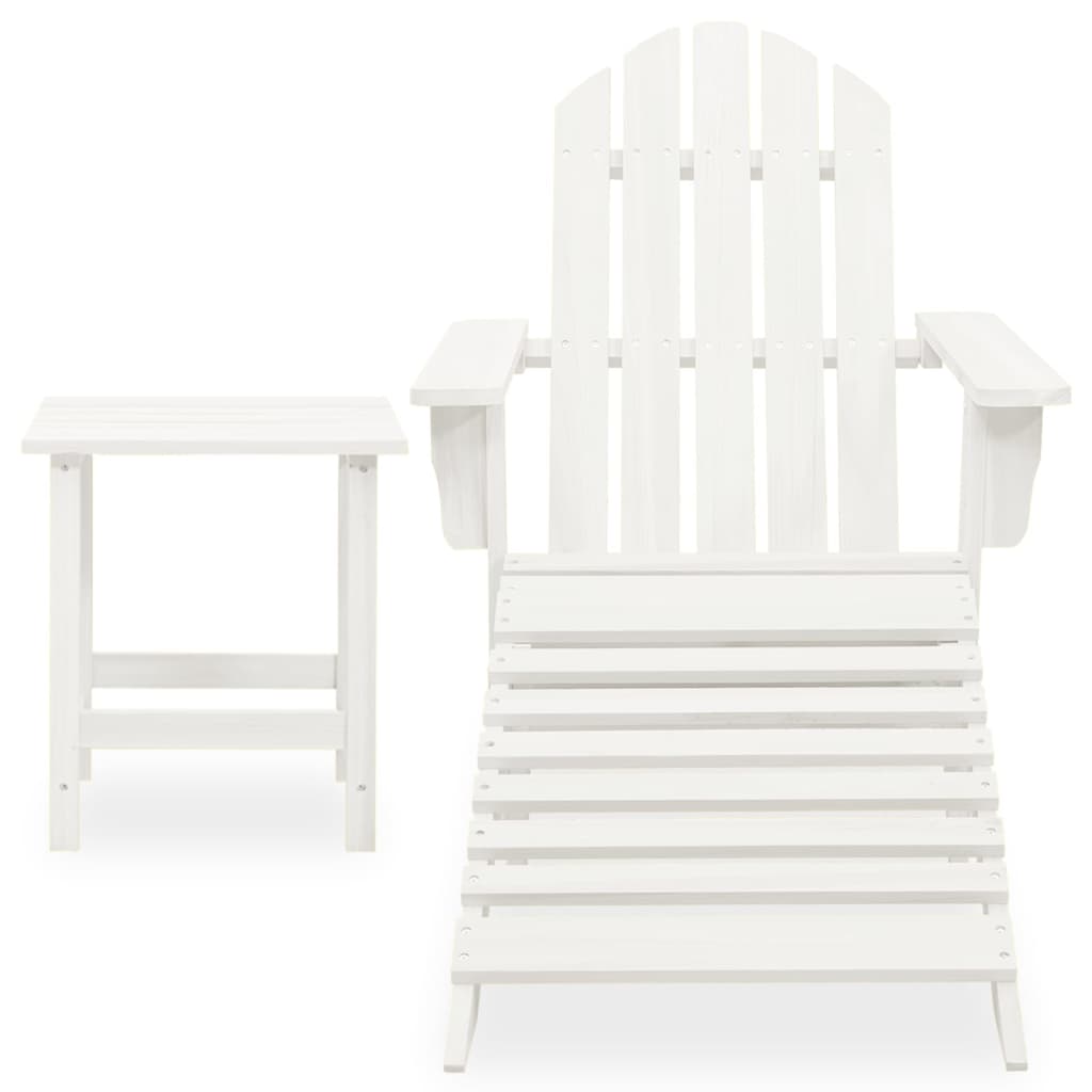 Chaise de jardin Adirondack avec pouf et table Sapin Blanc