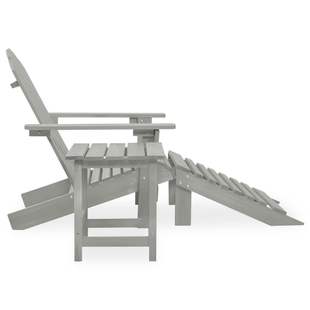 Adirondack garden chair with pouf and gray tree table