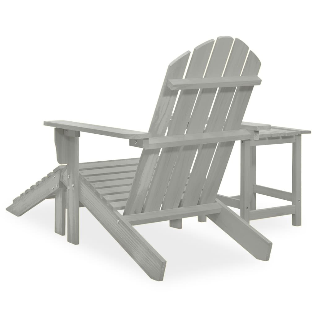 Adirondack garden chair with pouf and gray tree table