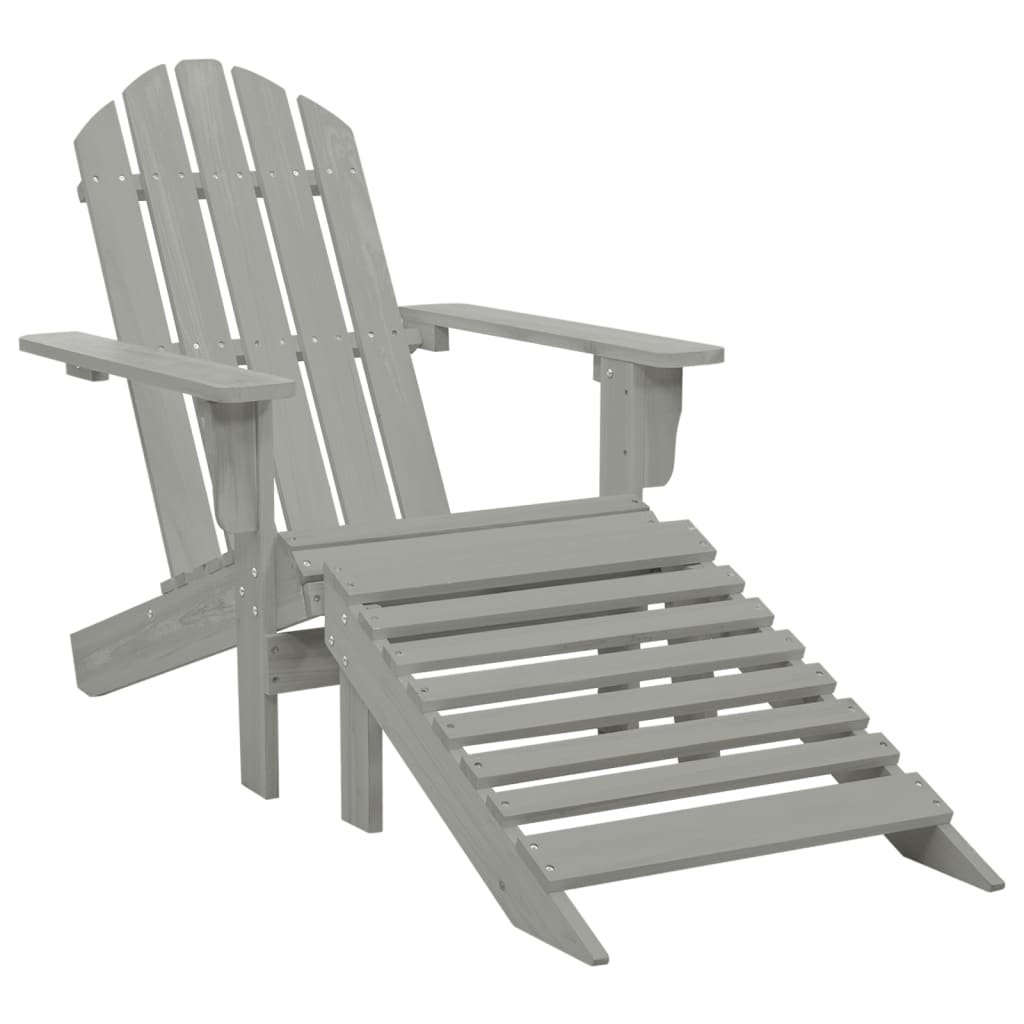 Adirondack garden chair with pouf and gray tree table