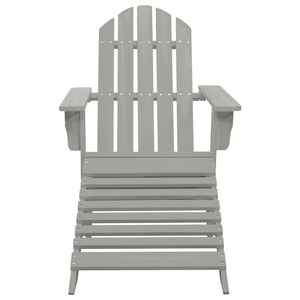 Adirondack garden chair with pouf and gray tree table