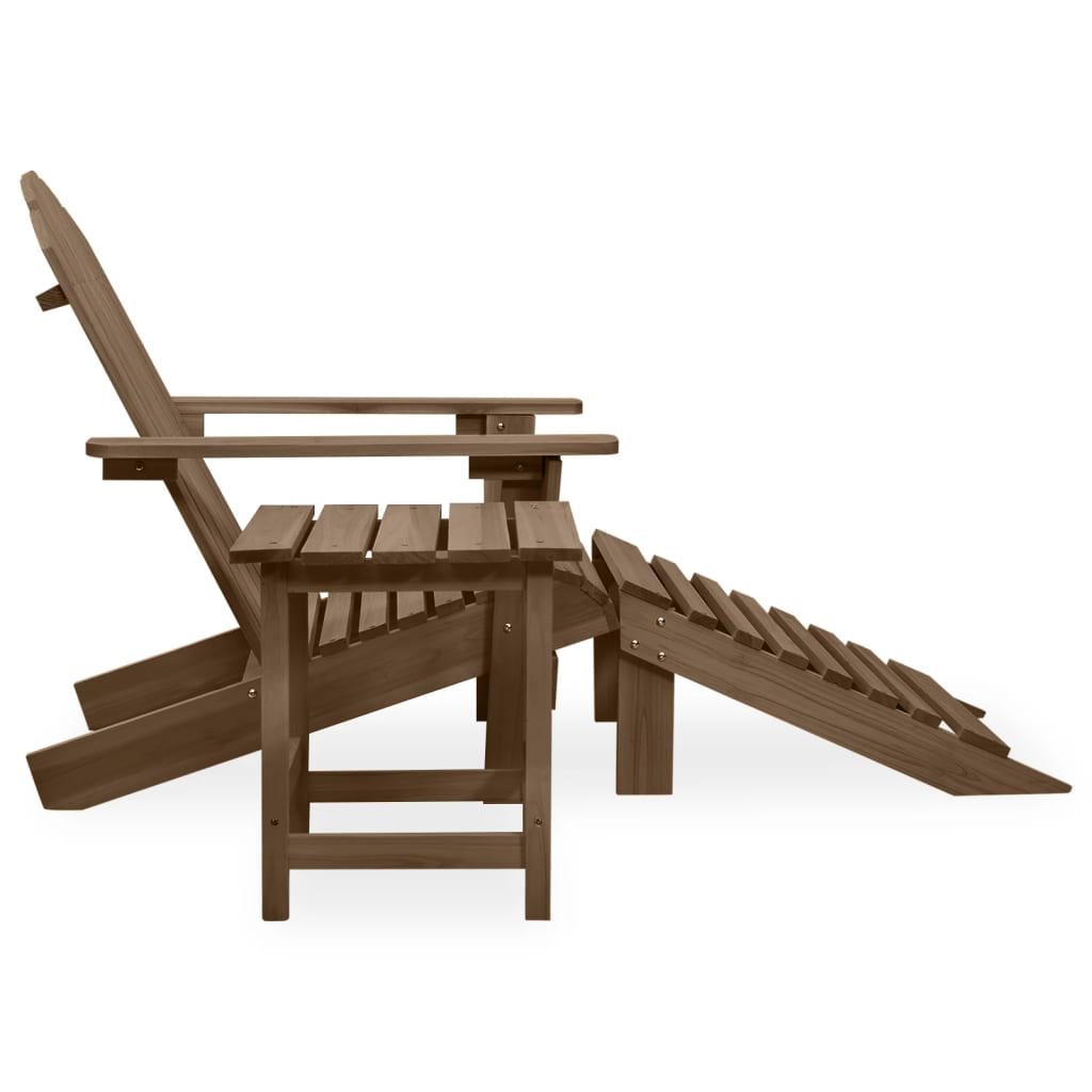 Adirondack garden chair with pouf and brown fir table