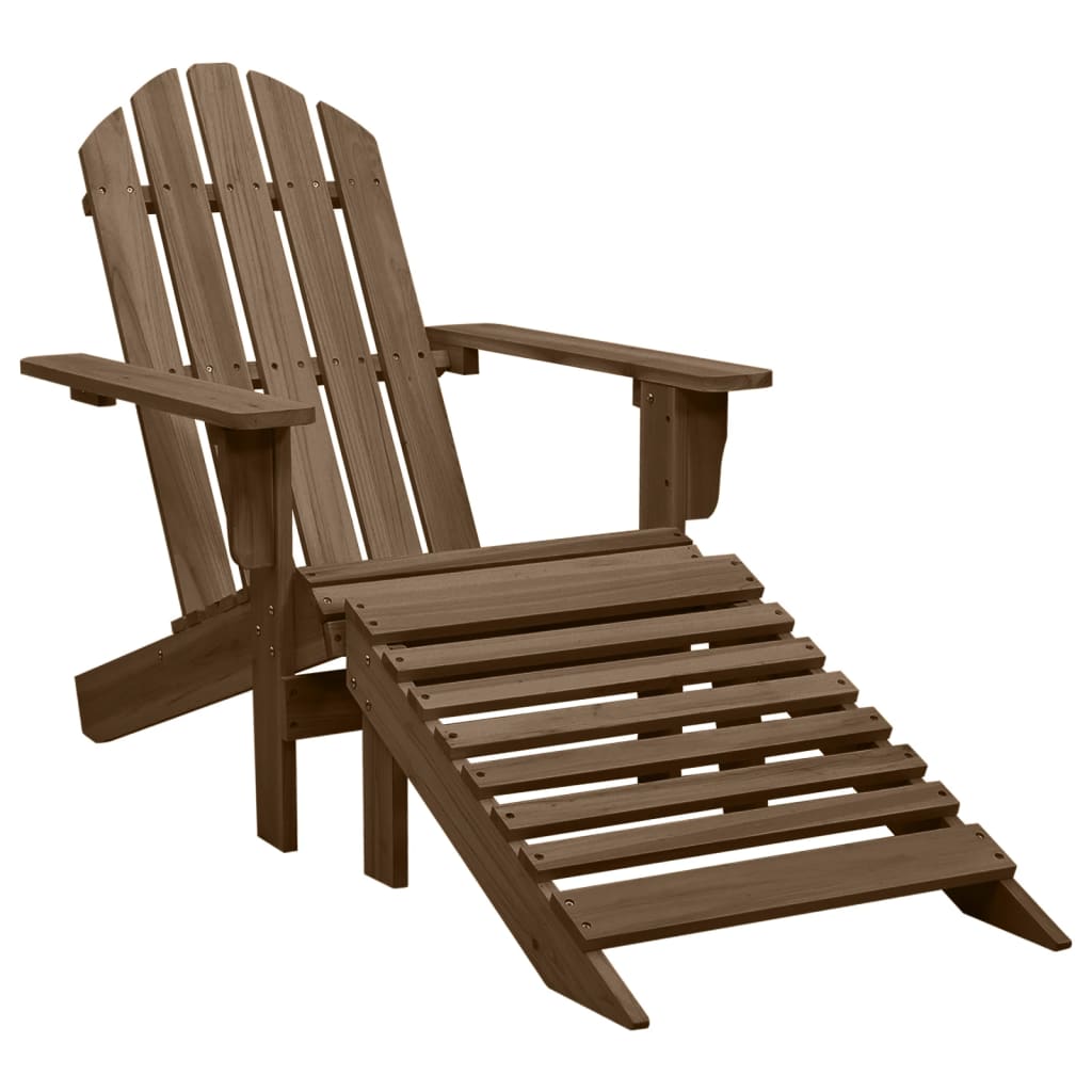 Adirondack garden chair with pouf and brown fir table