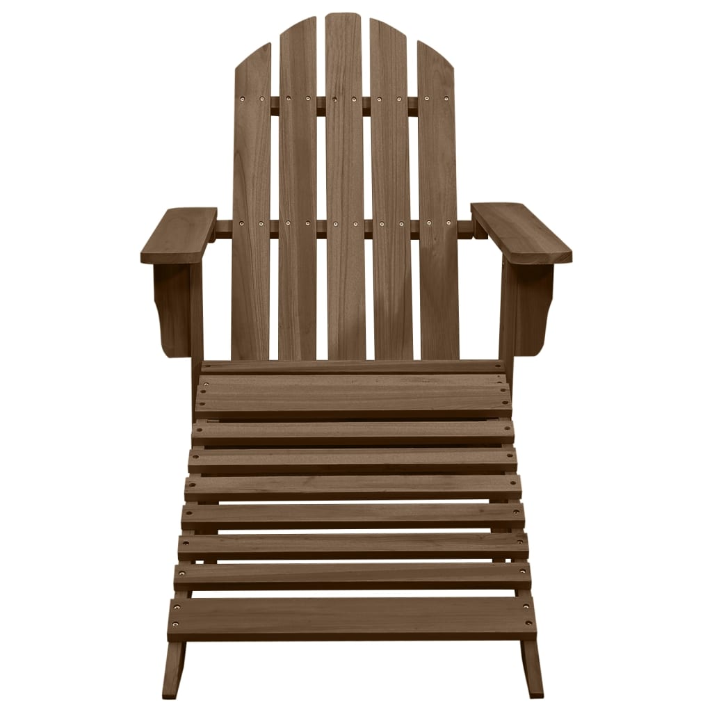 Adirondack garden chair with pouf and brown fir table