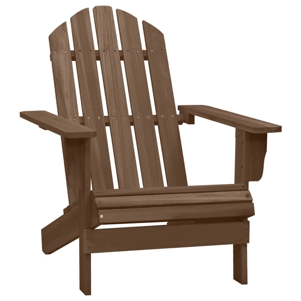 Adirondack garden chair with pouf and brown fir table