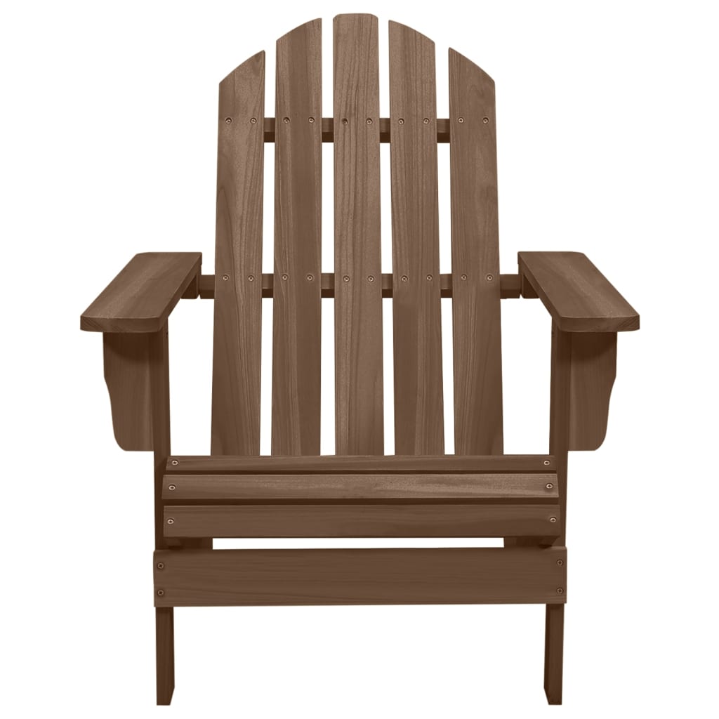 Adirondack garden chair with pouf and brown fir table