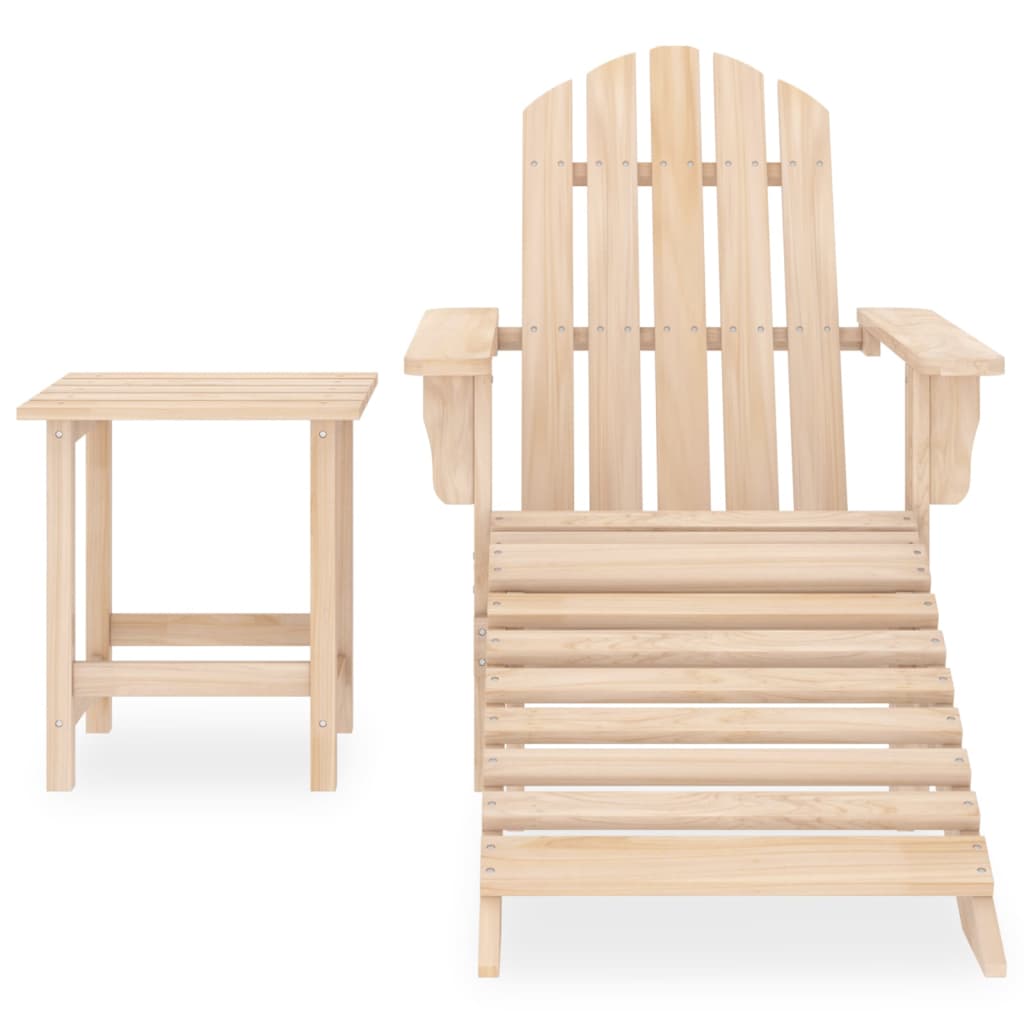 Chaise de jardin Adirondack avec repose-pied et table Sapin