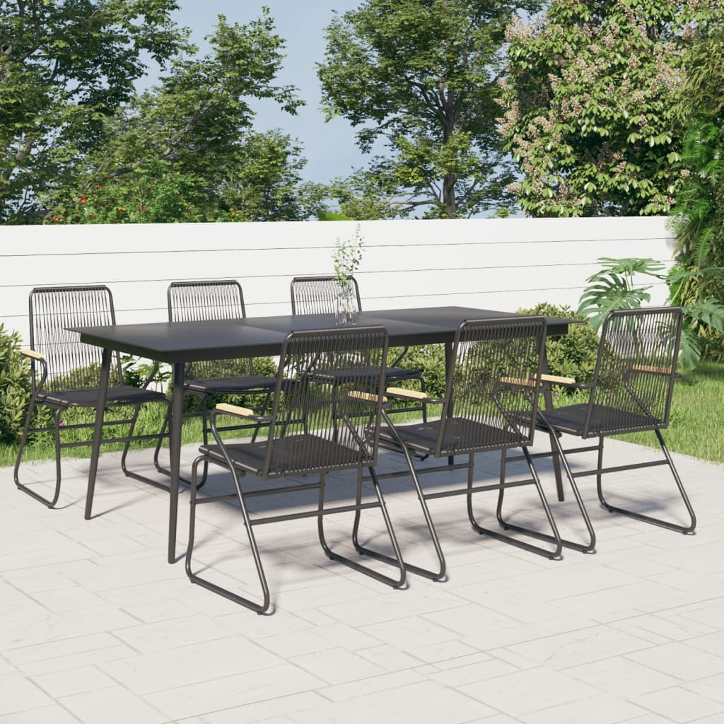 Set tavola da giardino 7 pz Rattan PVC Nero