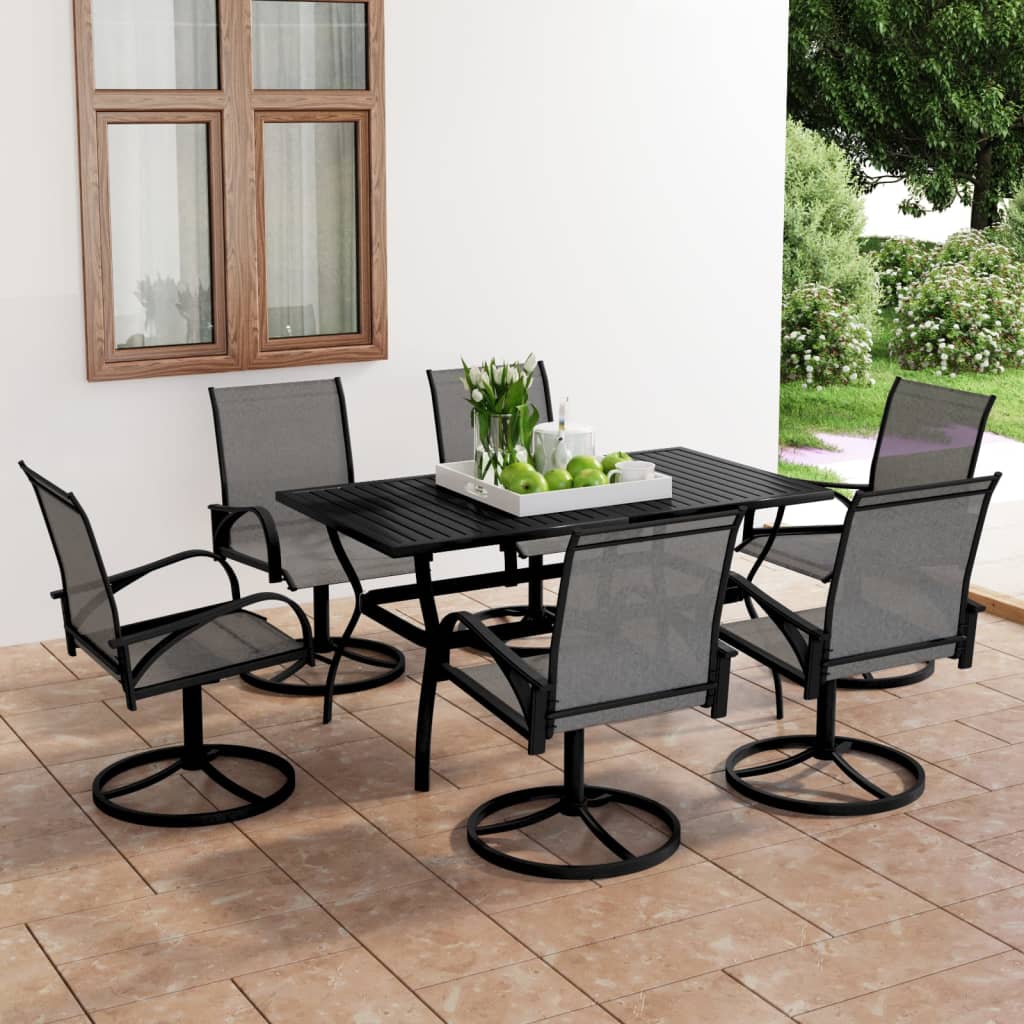 Ensemble à dîner de jardin 7 pcs Textilène et acier