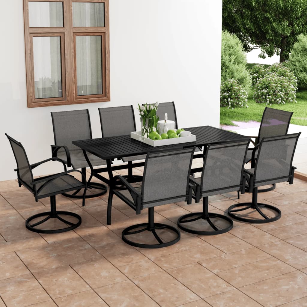 Ensemble à dîner de jardin 9 pcs Textilène et acier