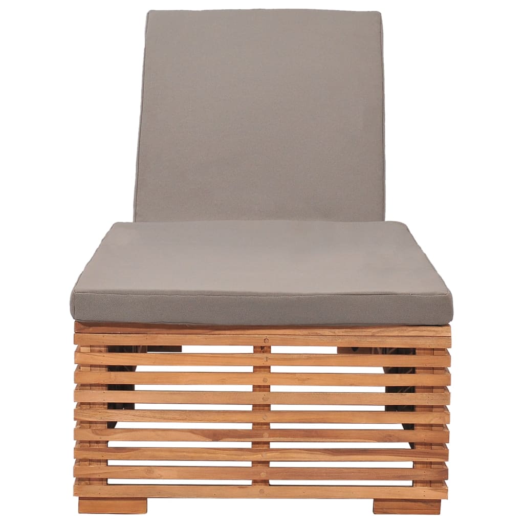 Long chair with Dark Gray Holiday Cushion Solid Teak Wood