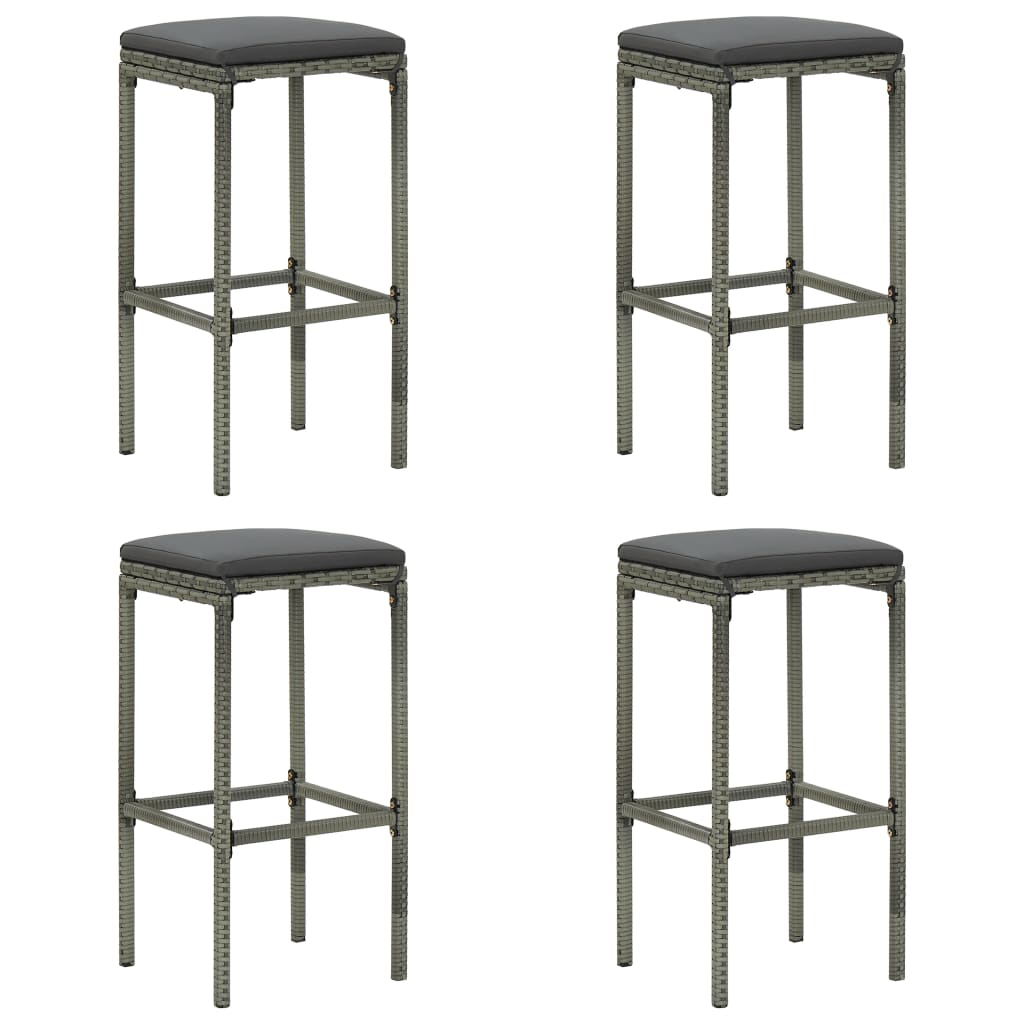 Ensemble de bar de jardin 9 pcs et coussins Résine tressée Gris