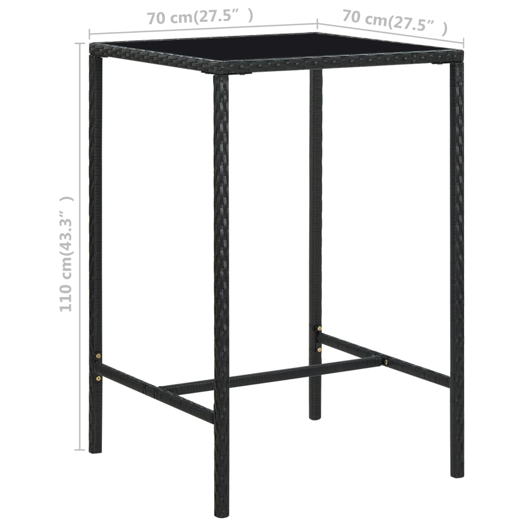 Ensemble de bar de jardin 5 pcs Résine tressée Noir