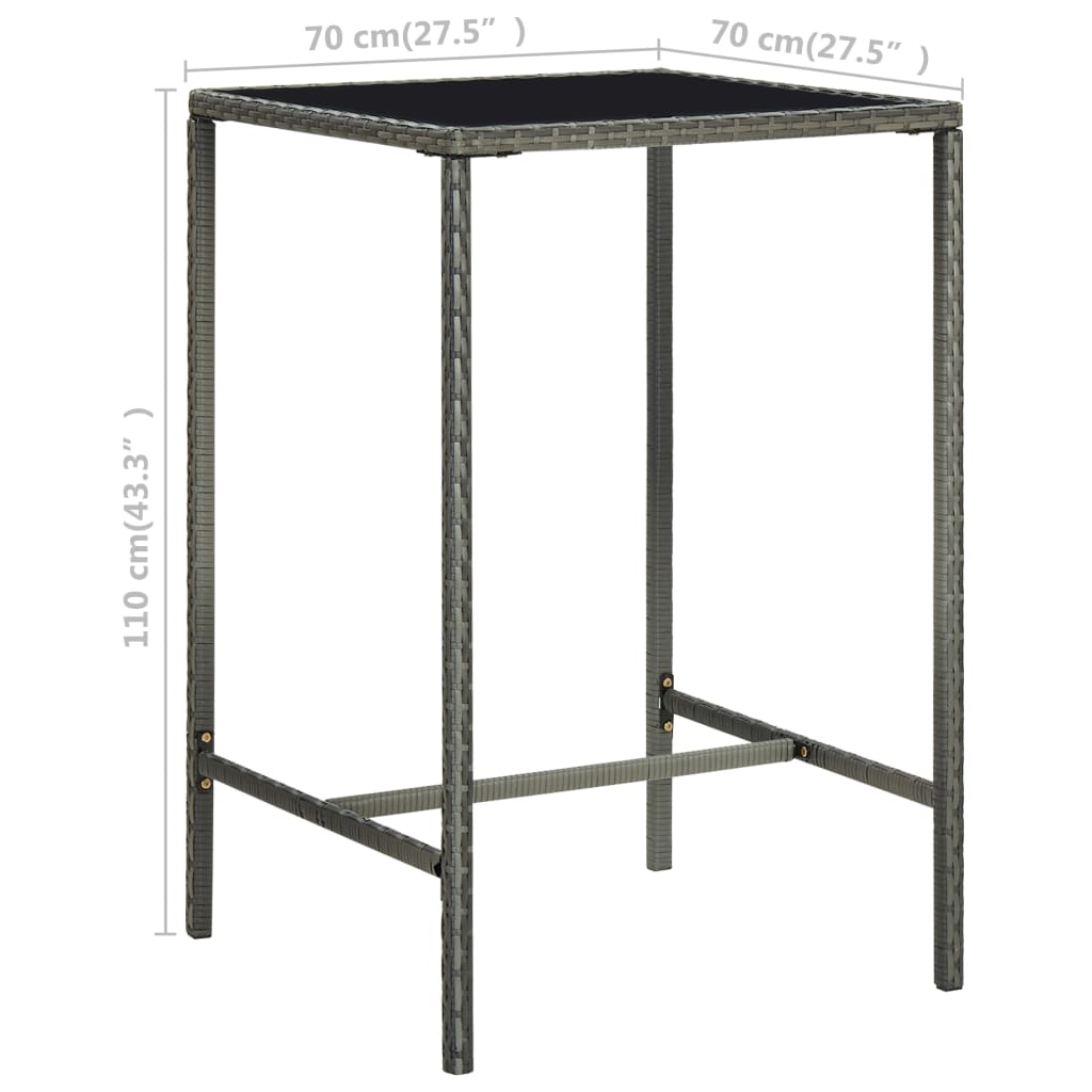 Ensemble de bar de jardin 5 pcs Résine tressée Gris