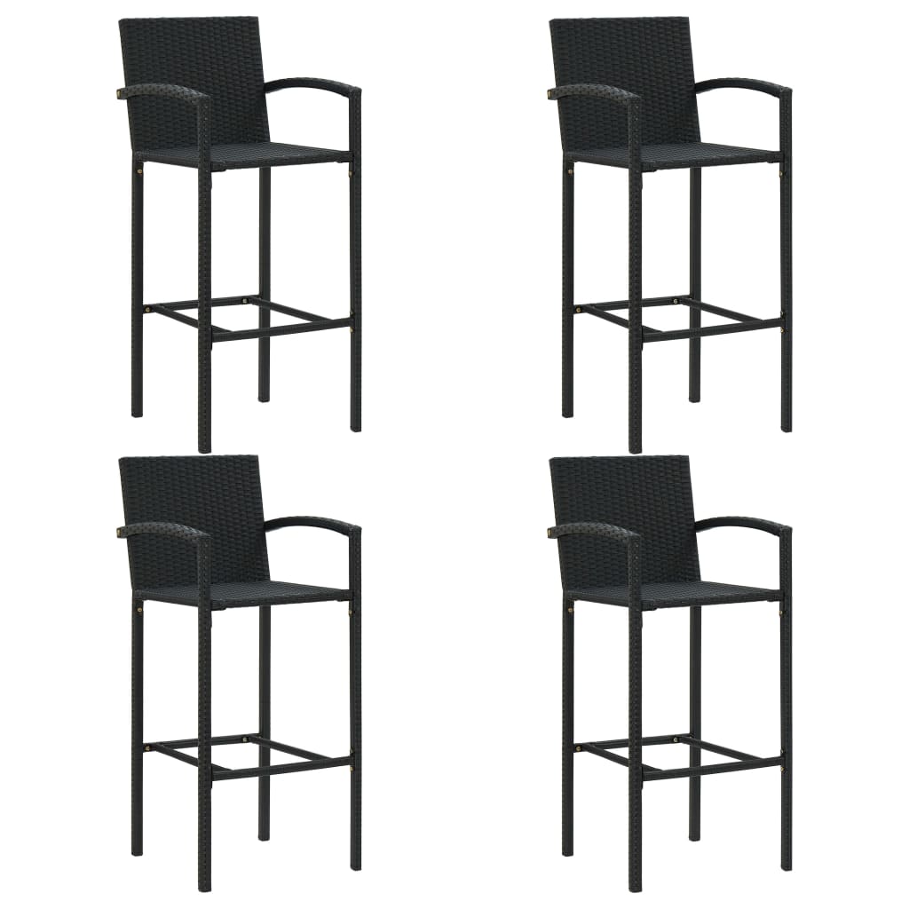 Ensemble de bar de jardin 5 pcs Résine tressée Noir