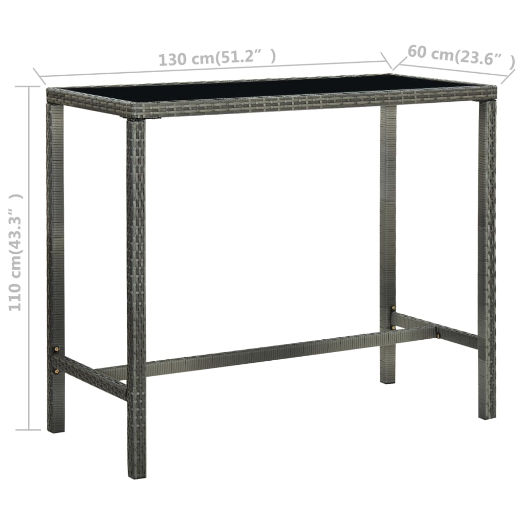 Ensemble de bar de jardin 5 pcs Résine tressée Gris