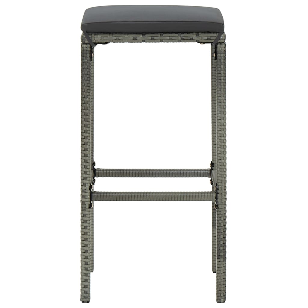 Ensemble de bar de jardin avec coussins 3 pcs Gris