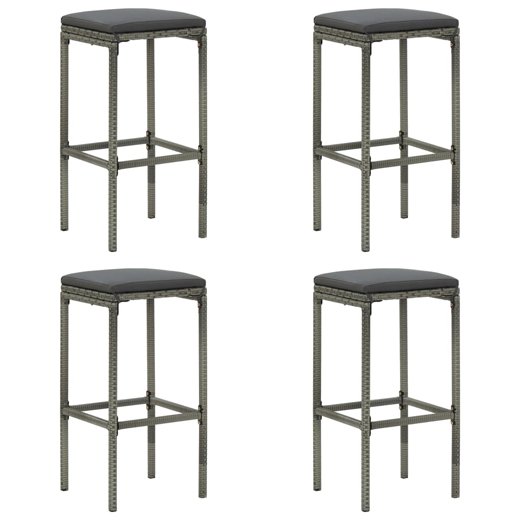 Ensemble de bar de jardin avec coussins 5 pcs Gris