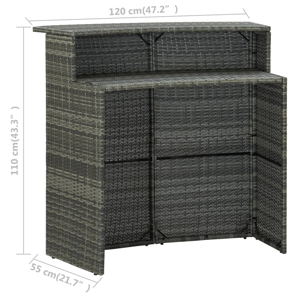 Ensemble de bar de jardin avec coussins 5 pcs Gris