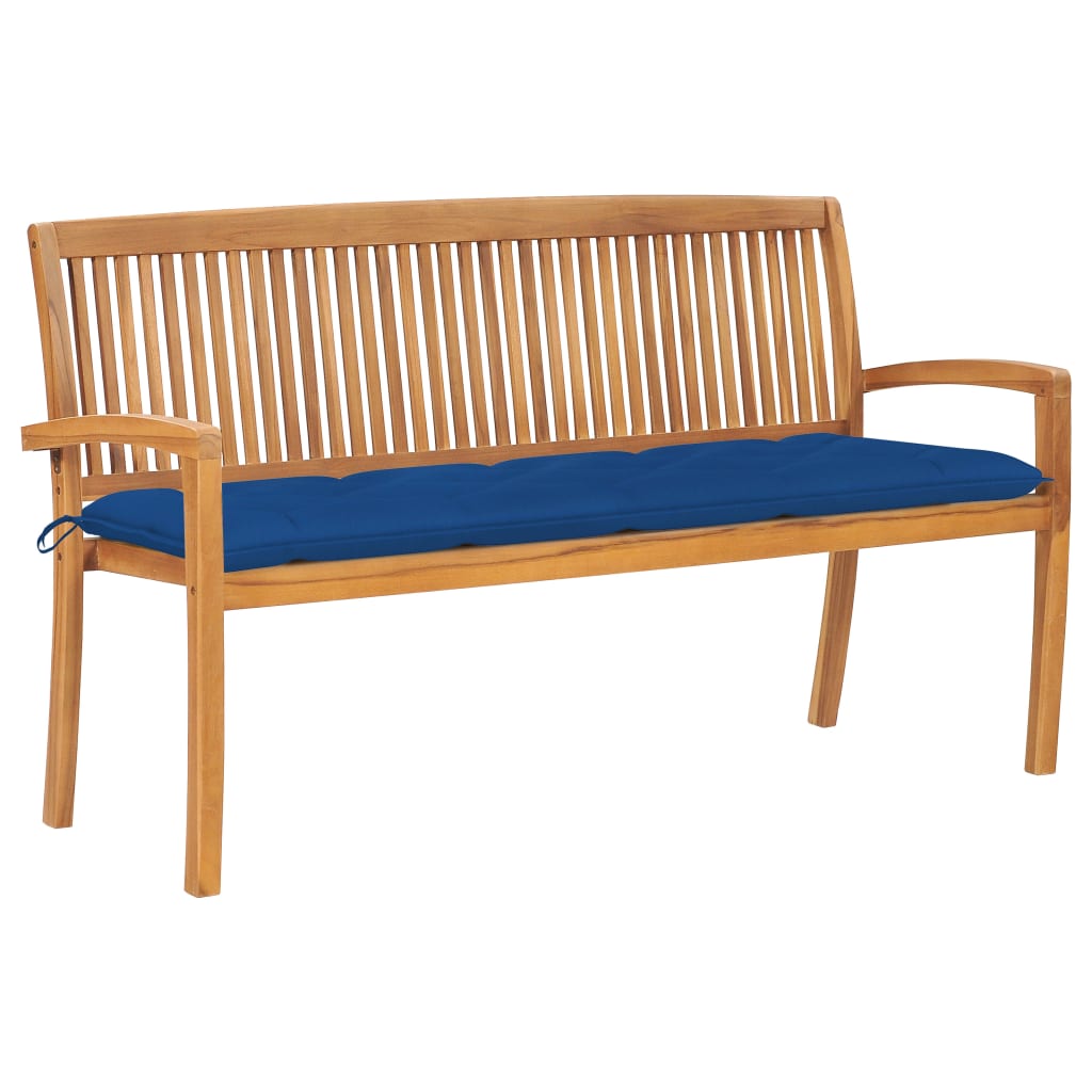 Stacked garden bench and Cushion 159 cm Solid teak wood