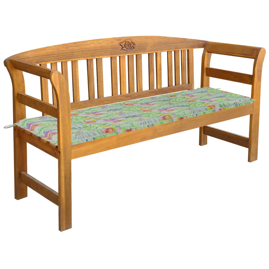 Garden bench with Cushion 157 cm Massive acacia wood