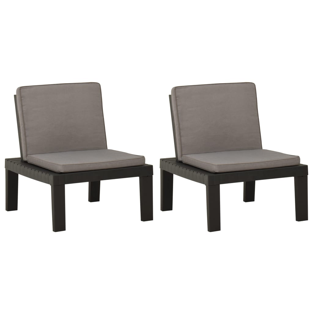 Garden furniture chairs with 2 pcs gray plastic cushions