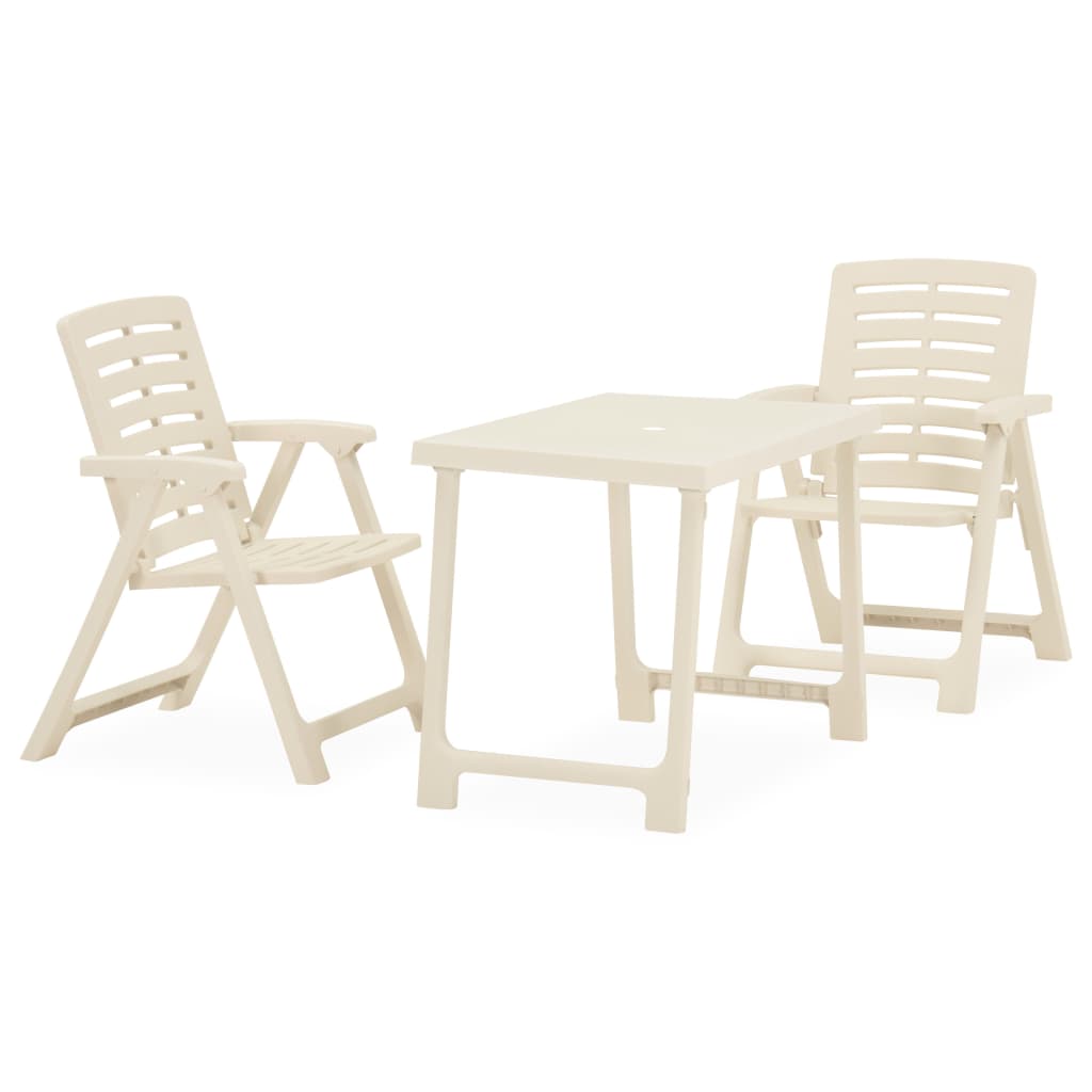 Foldable bistro set 3 pcs white plastic